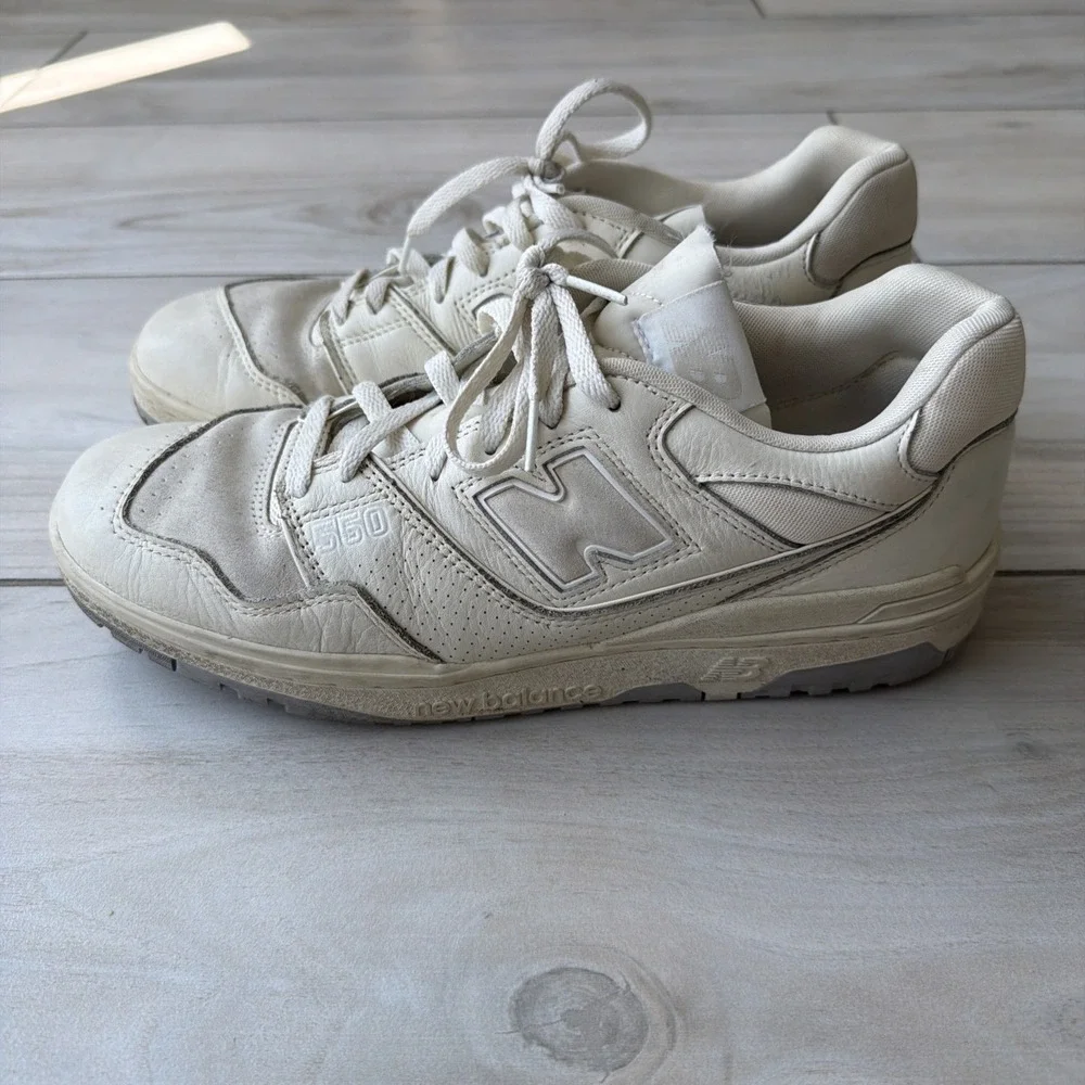 New Balance 550 Sea Salt White Leather Sneakers BB550LWT Mens 10.5 W 12 No Box